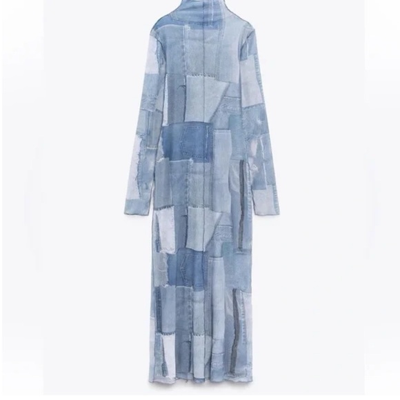 Zara Dresses & Skirts - Zara Denim Print Long Sleeve Dress Size S